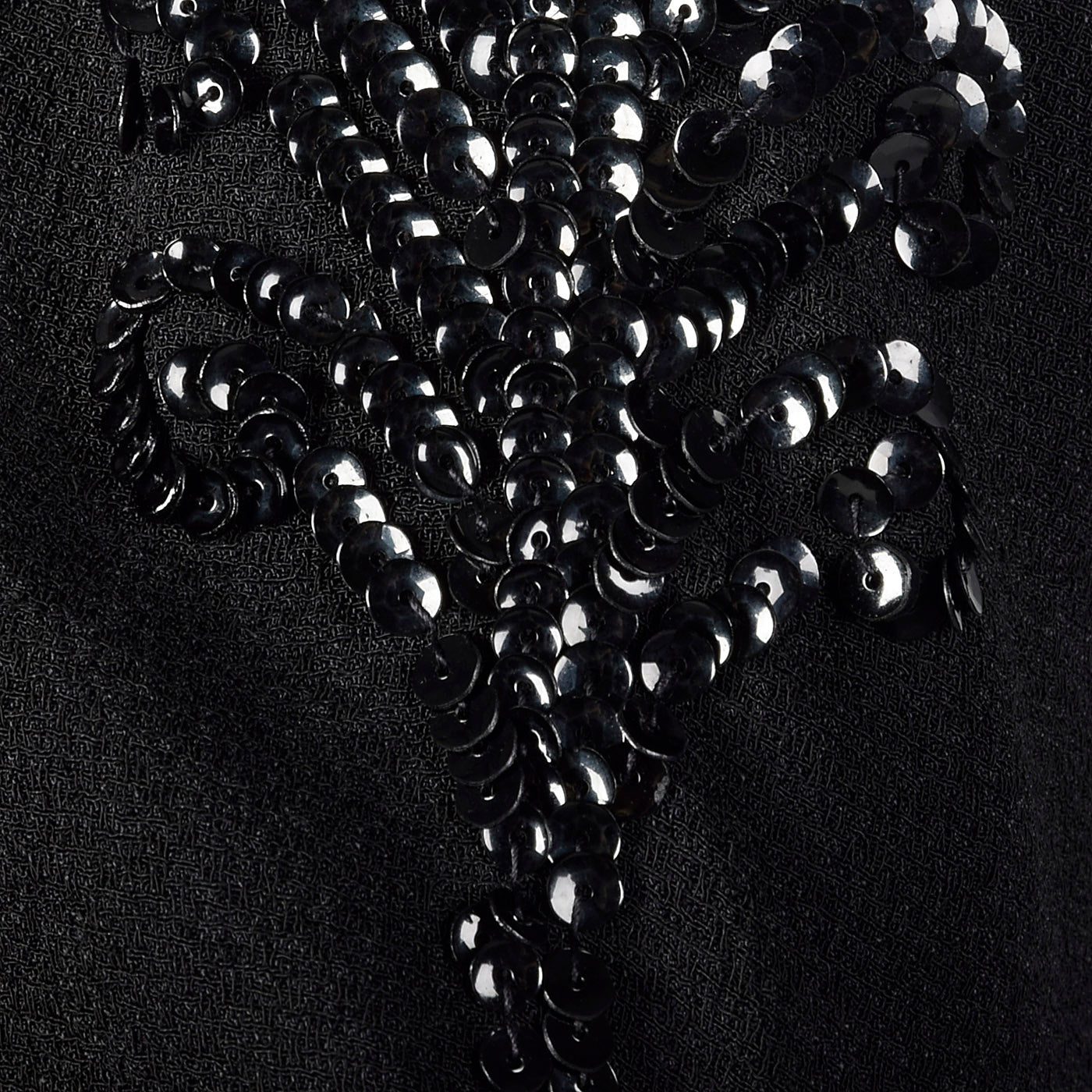 1940s Black Crepe Gown with Sequin Sleeves