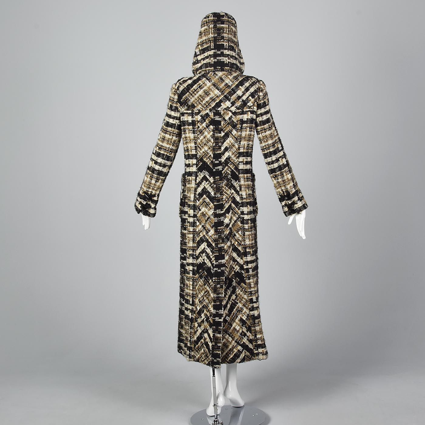 Chanel Full Length Tweed Maxi Coat with Toggle Closures & Hood