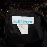 2XL-3XL 1980s Kelli Kaye Black Velvet Long Sleeve Glitter Prom Dress