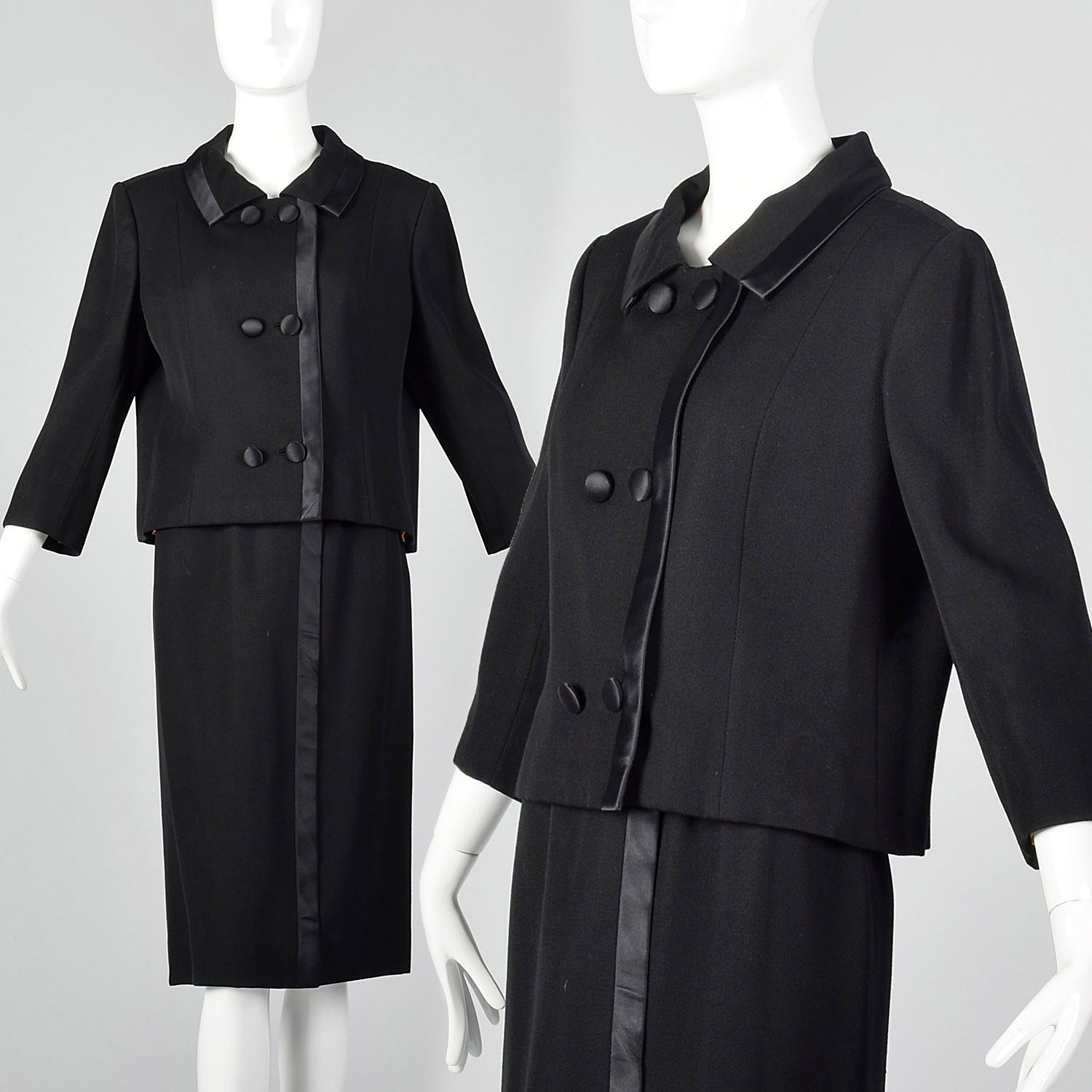 1960s Mod Black Skirt Suit
