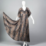 1970s Black Flowy Maxi Dress