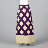 1970s Malcolm Charles Maxi Skirt, Purple Felt with Appliques