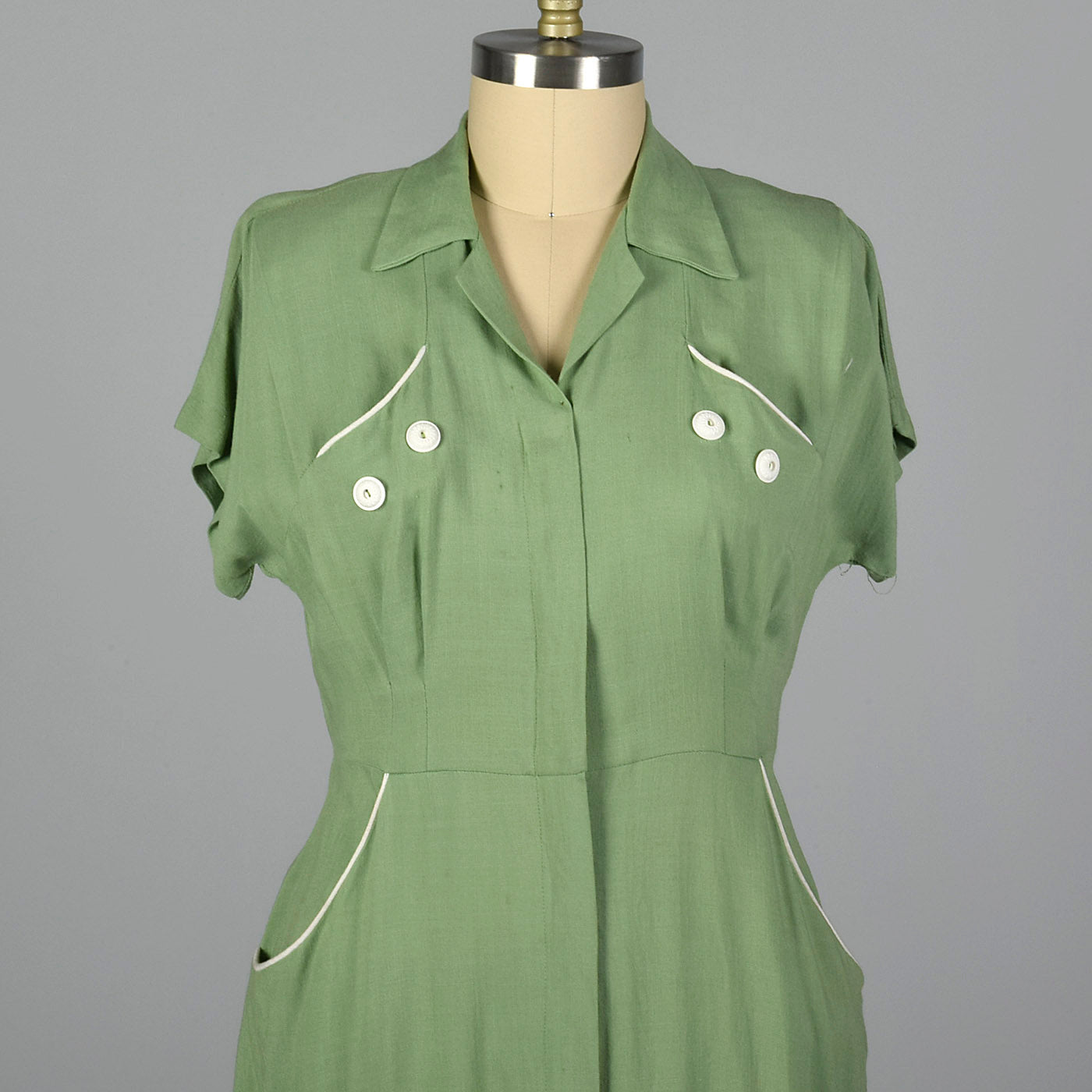 1950s Green Rayon Day Dress