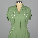 1950s Green Rayon Day Dress