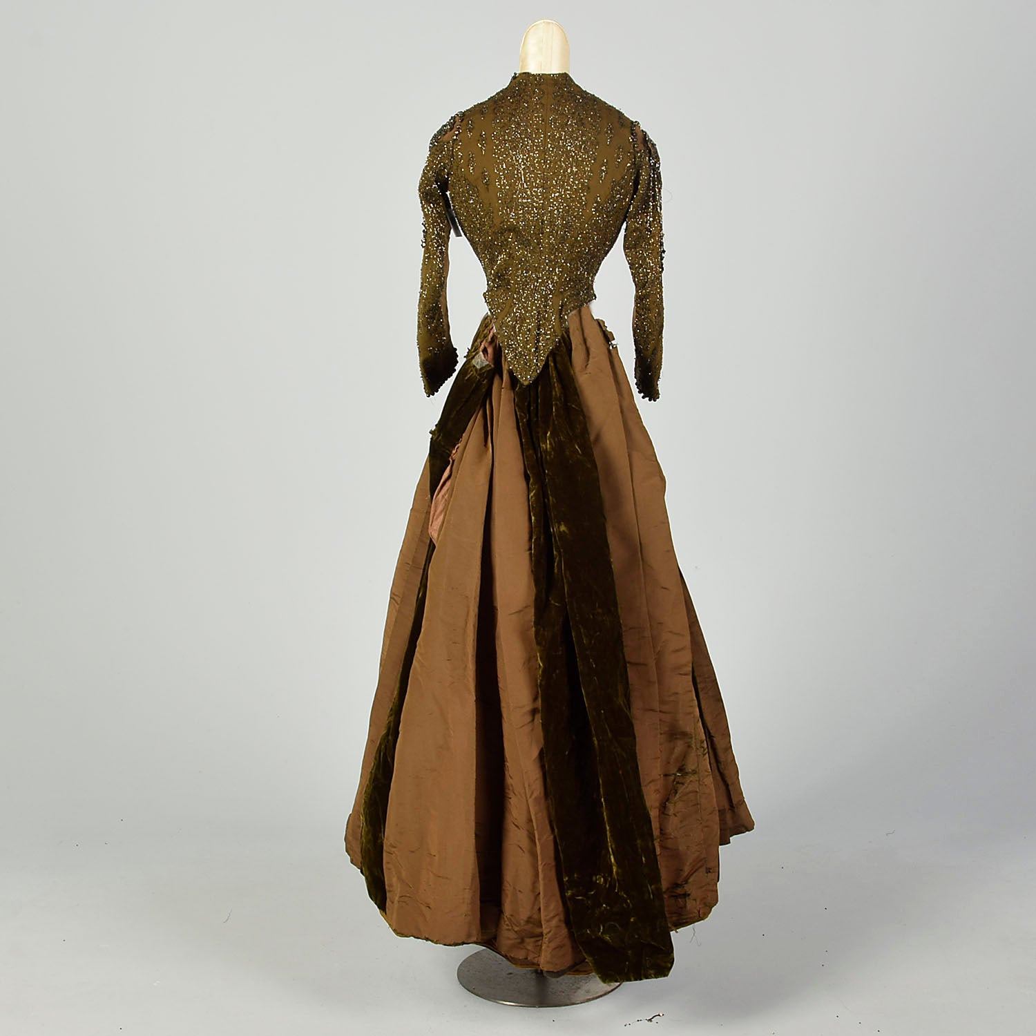 XXS 1800s Bodice Beaded Victorian Skirt Long Sleeve As Is