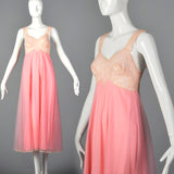 1960s Pink Nightgown with Shaped Lace Bust