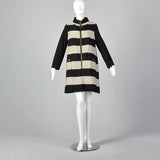 Medium-Large 1960s Black & Gray Striped Coat