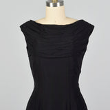 XS 1950s Black Cocktail Dress with Train
