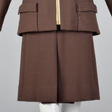 1960s Brown Wool Dress with Muskrat Fur Lined Jacket
