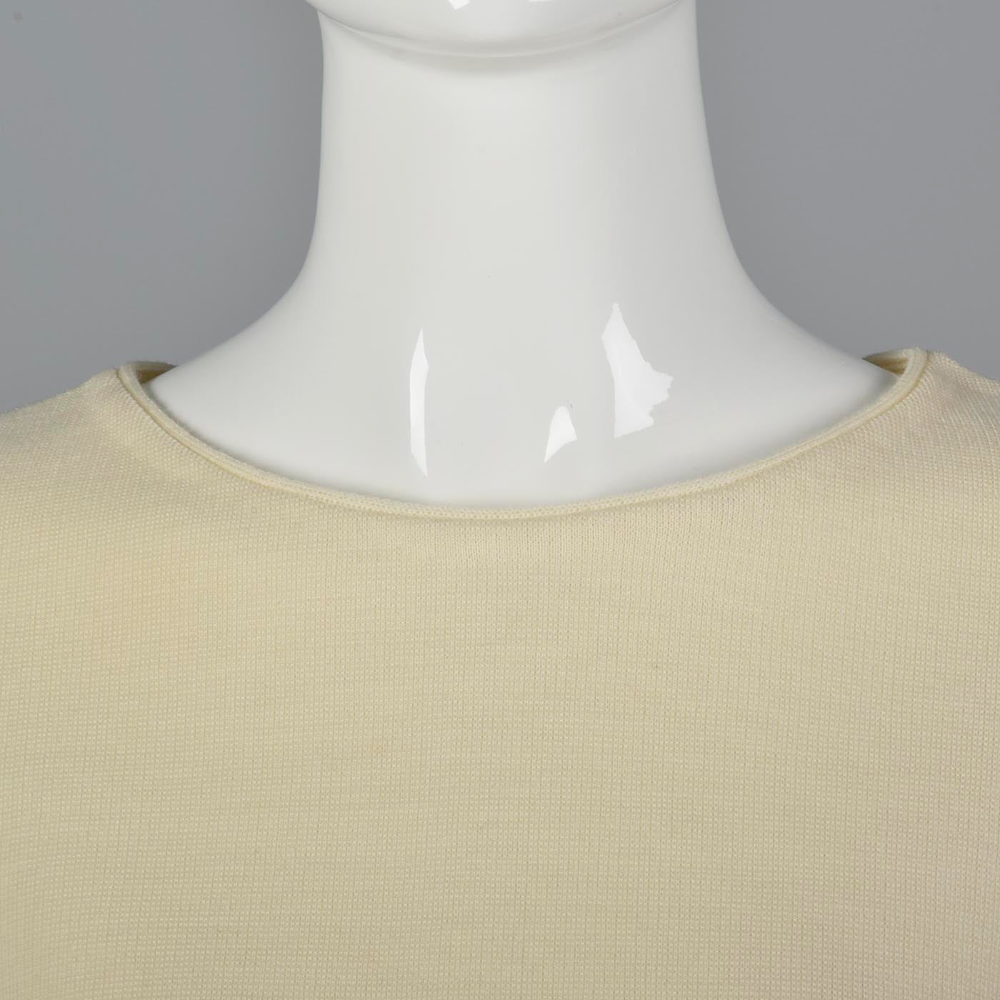 1960s Deadstock Cream Wool Knit Set with Gold Buttons