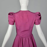 1940s Pink Taffeta Gown with Velvet Applique