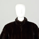 Large 1980s Coat Blackgama Real Mink Fur Oversized Zip Front Bomber Jacket Winter