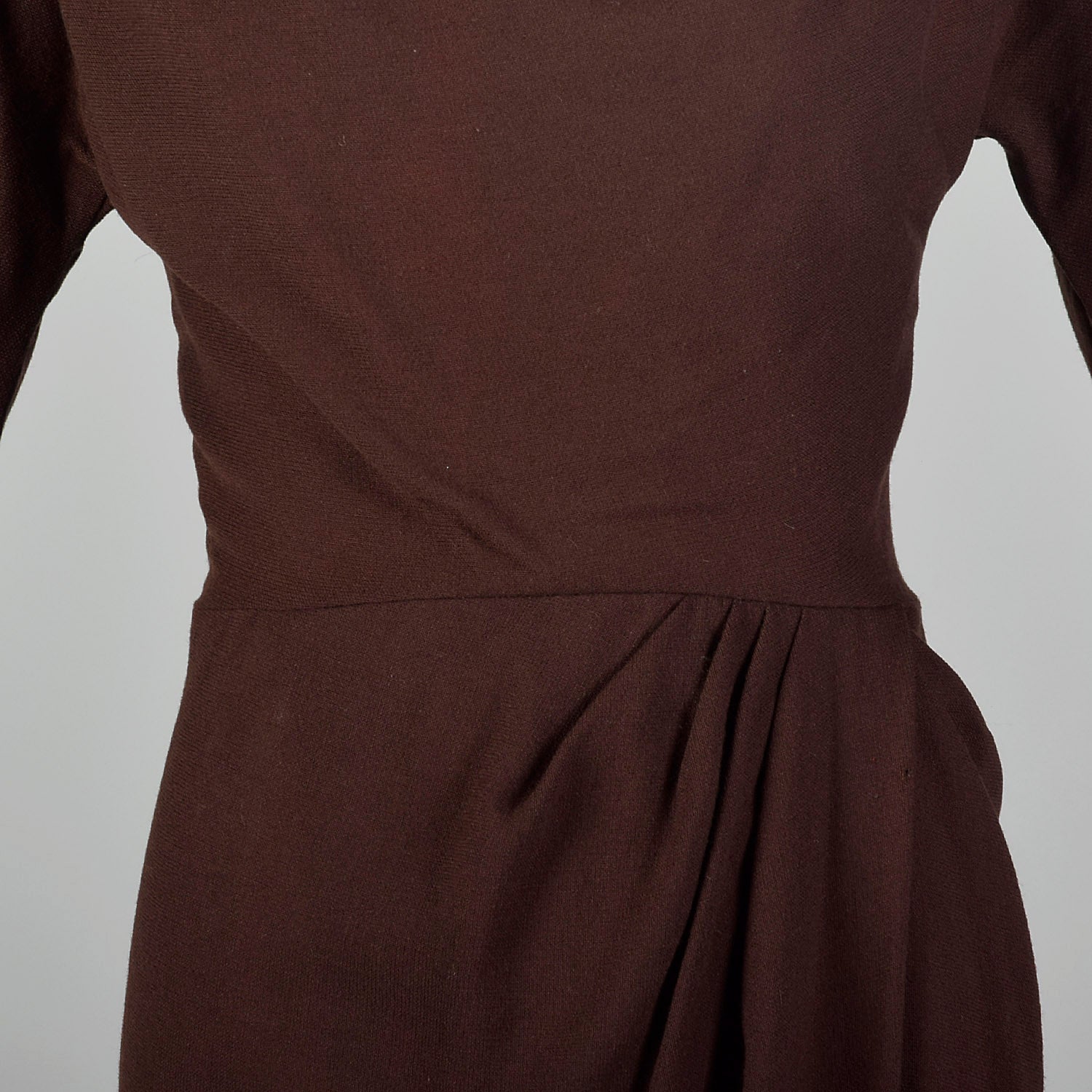 Medium 1940s Dorothy O'Hara Brown Wool Dress