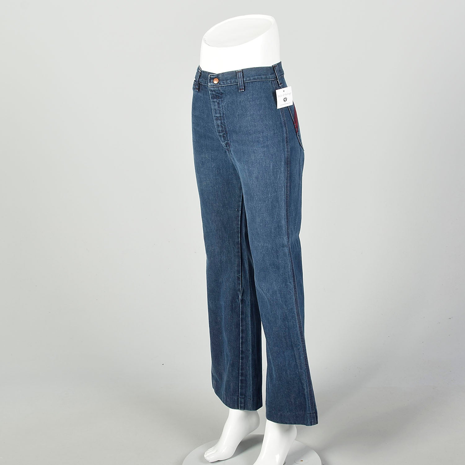 Small 1970s High Waisted Jeans Hippie Bell Bottoms Embroidered