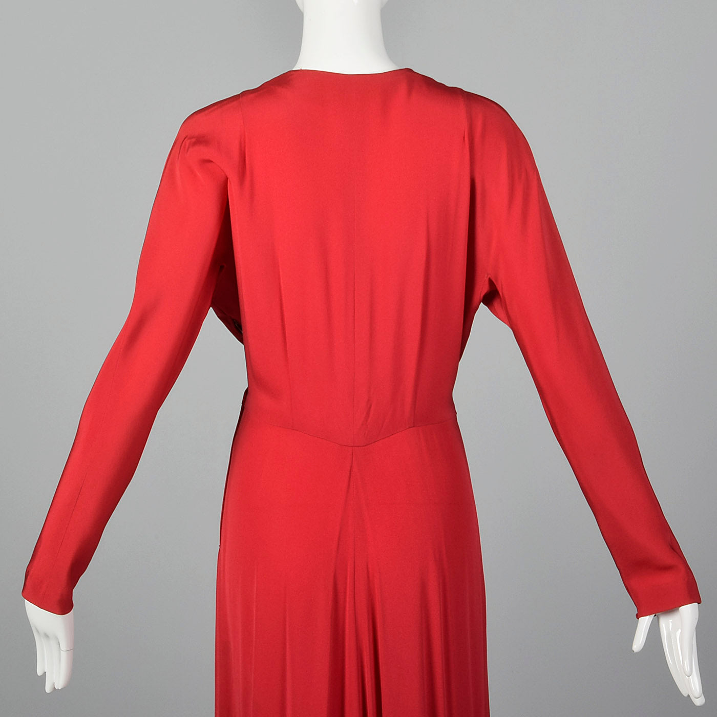 1940s Red Rayon Gown with Gorgeous Skirt