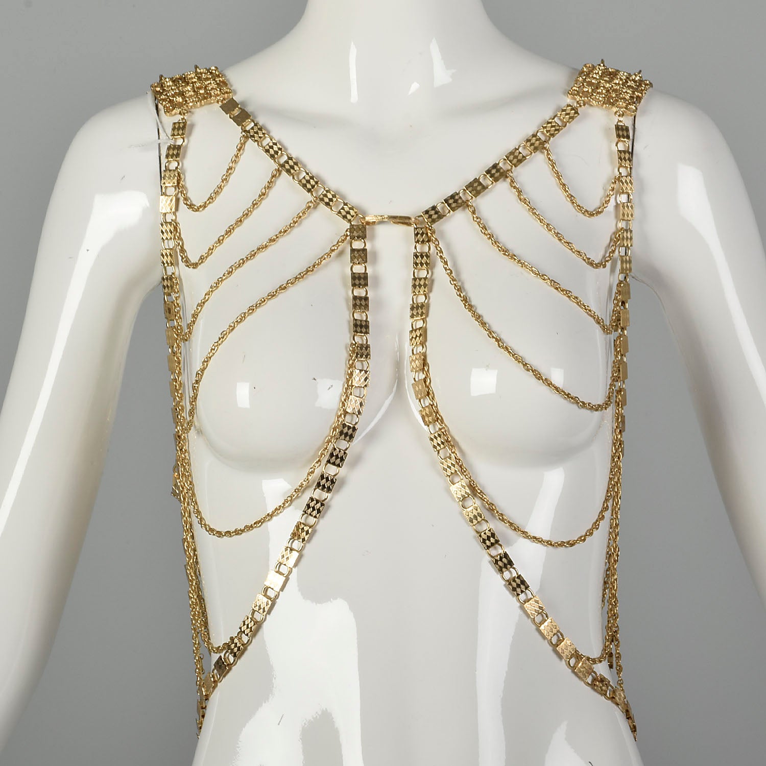 OSFM 1970s Trifari Chain Vest Gold Tone Sexy Fetish Jewelry