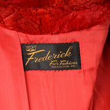 Large 1980s Sheared Bomber Jacket Cozy Winter Coat Red Zip Front Oversized