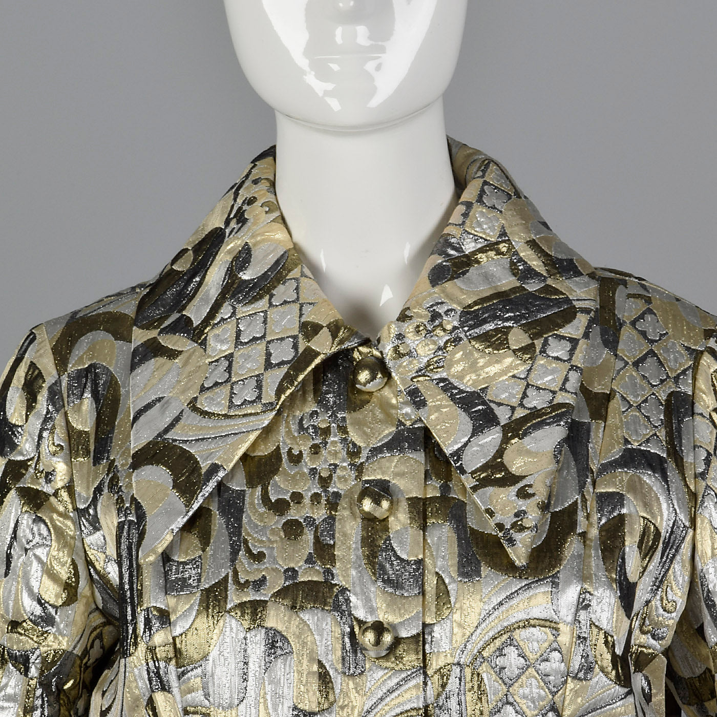 Dramatic 1970s Metallic Brocade Maxi Coat