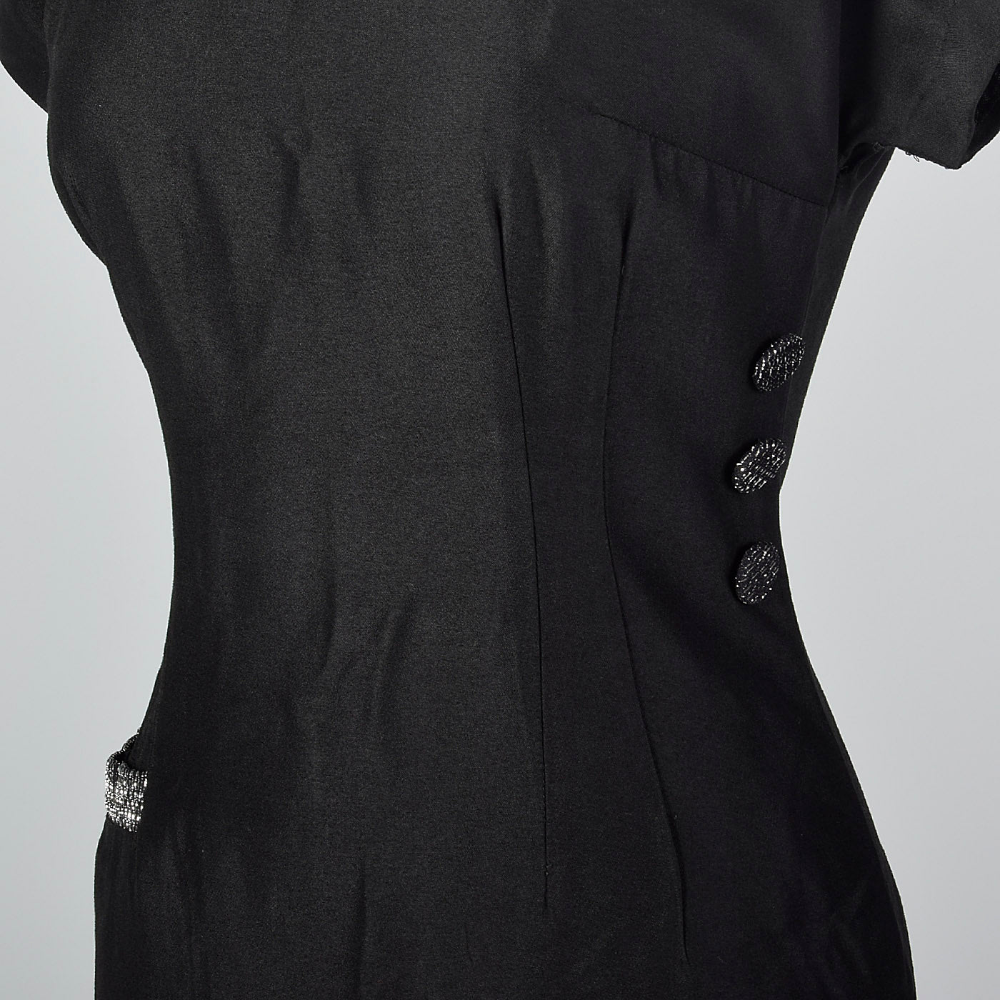 1950s Little Black Dress with Silver Lurex Trim