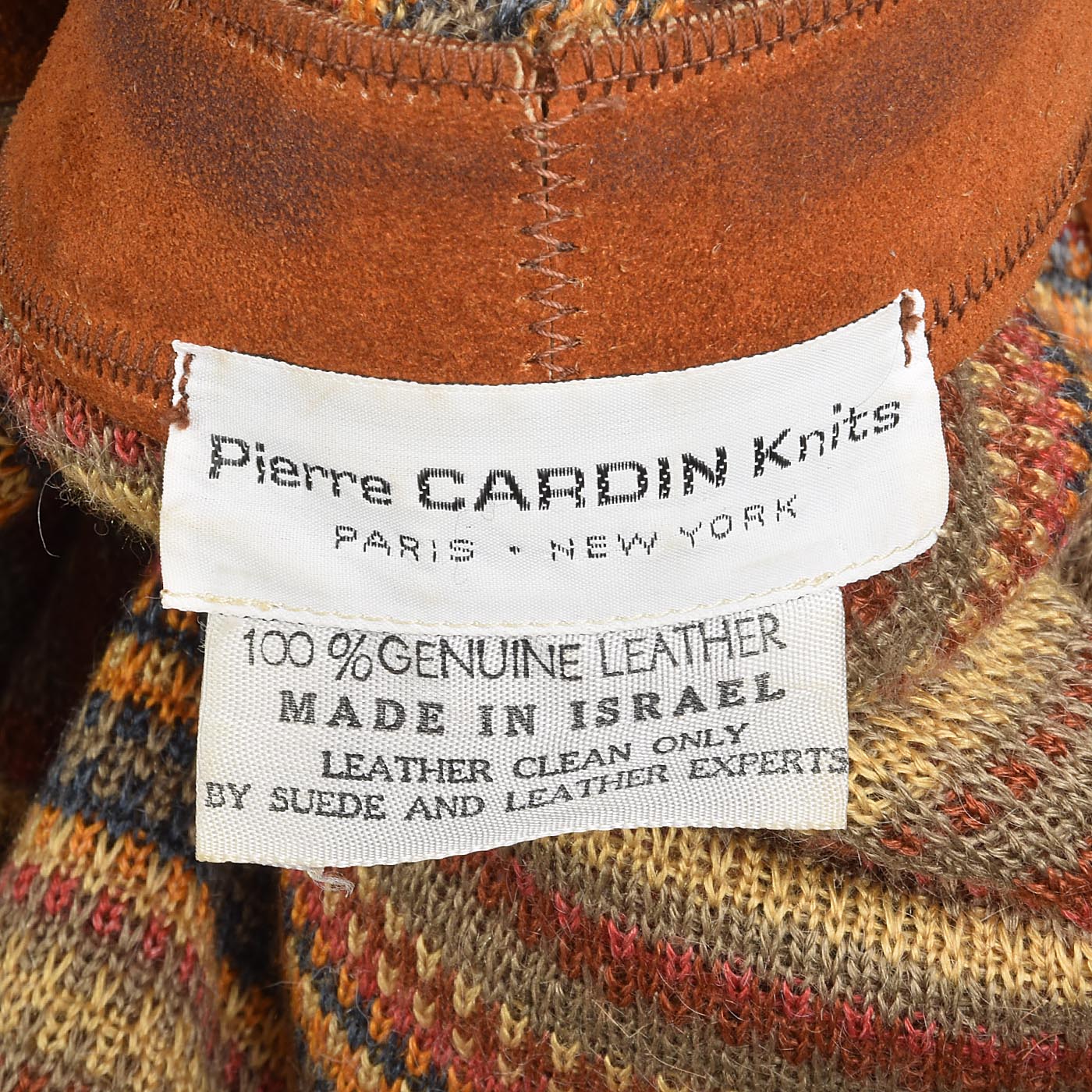 1960s Pierre Cardin Bohemian Separates Leather Skirt & Cardigan Sweater