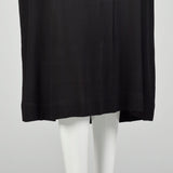 XL 1930s Dress Black Devore Velvet Sleeves Art Deco Long Sleeve LBD