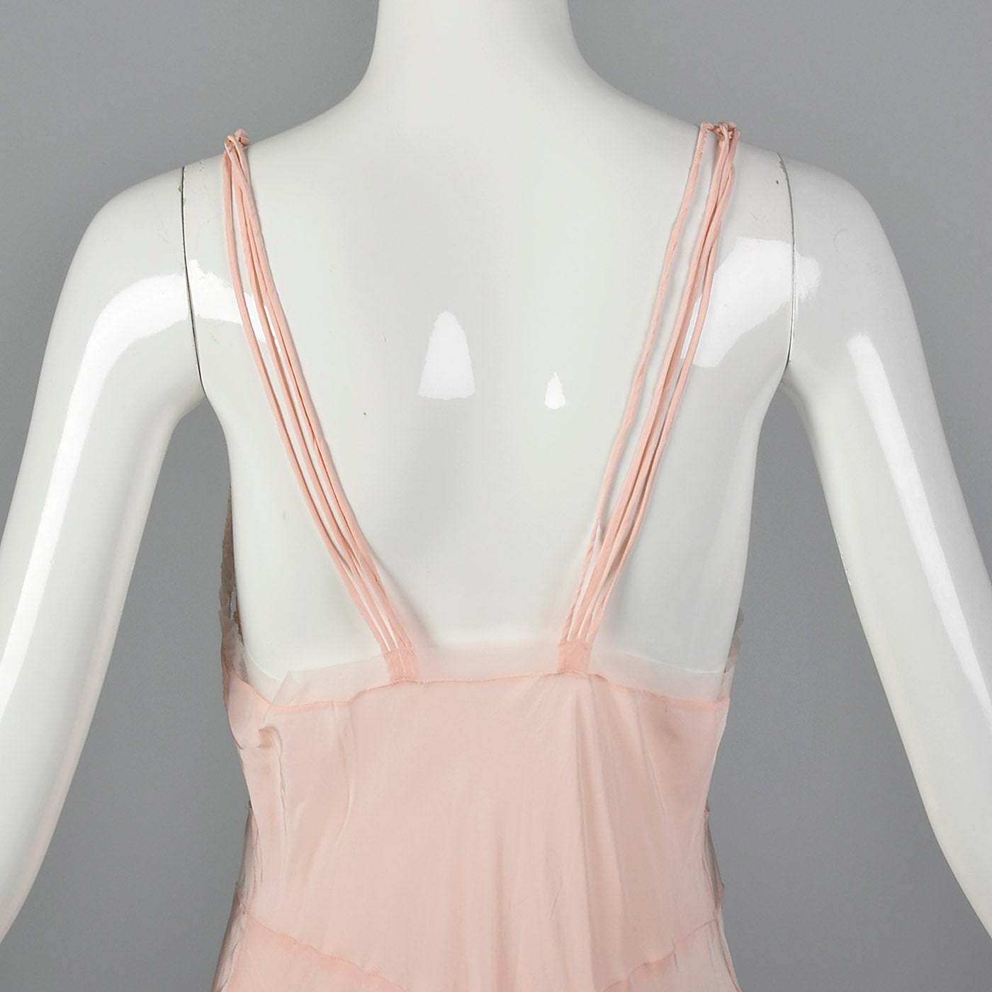 1940s Pink Rayon Nightgown with Lace Detail