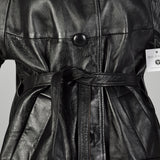 Medium 1960s Black Leather Coat with Fox Fur Trim