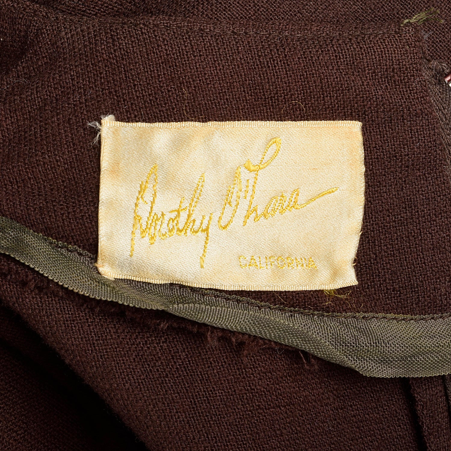 Medium 1940s Dorothy O'Hara Brown Wool Dress