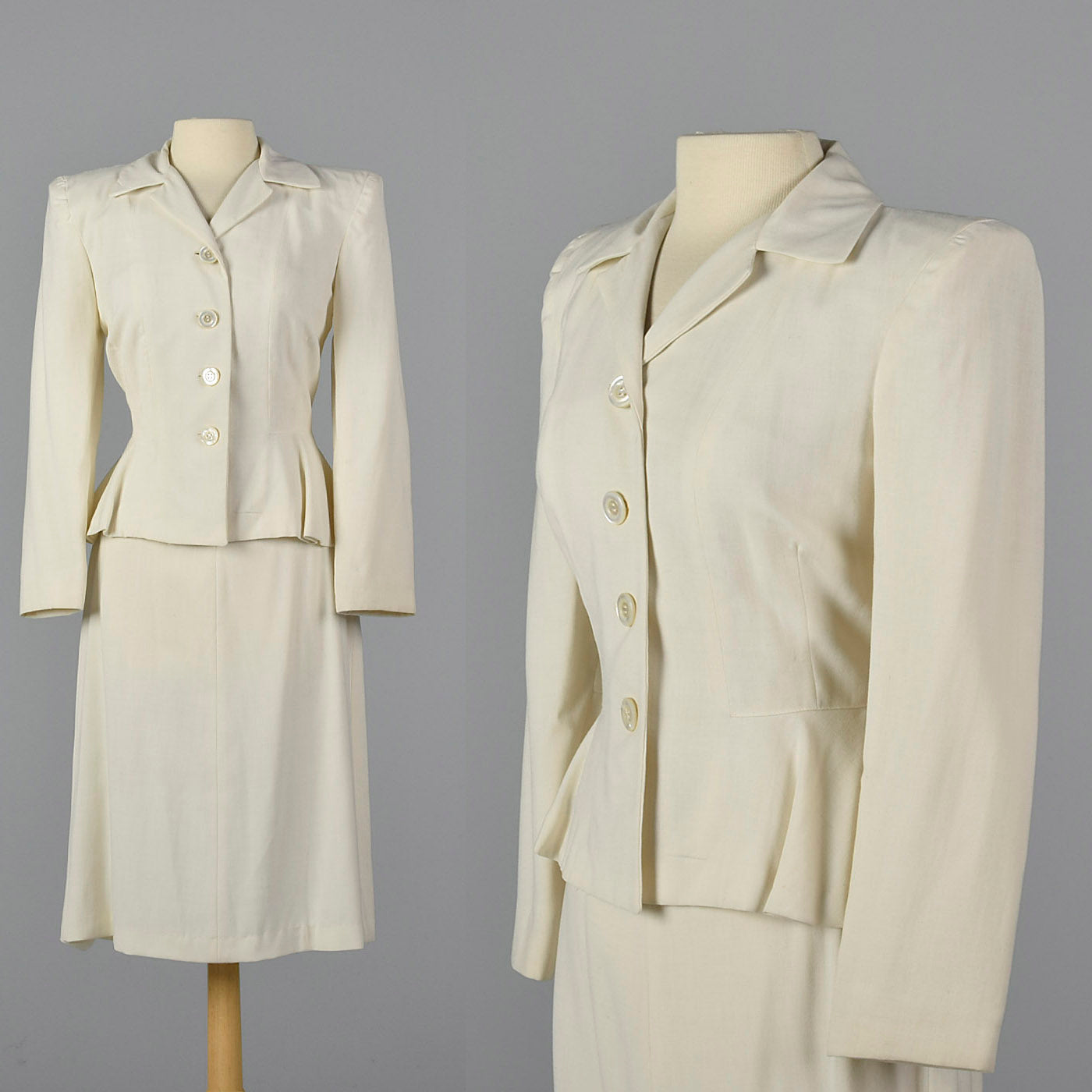 1940s Deadstock White Wool Suit