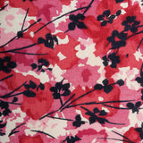 1950s Red and Pink Floral Dress with Dropped Waist
