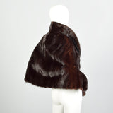 OSFM 1980s Mink Stole Natural Dark Ranch Real Fur Cape Glossy Supple Luxurious Wrap