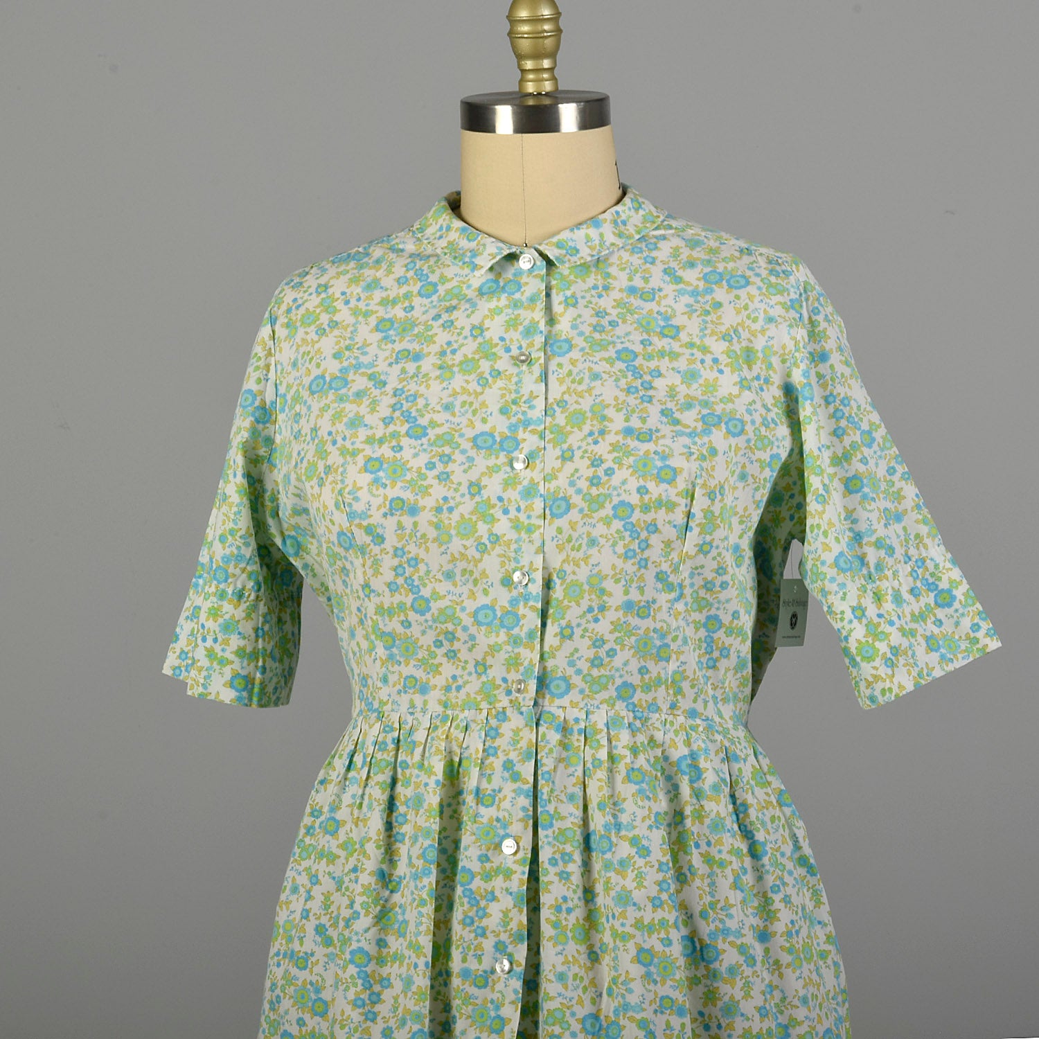 3XL 1960s Day Dress Short Sleeve Volup Casual Cotton Floral Summer