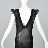1930s Sheer Black Bias Cut Slip with White Trim