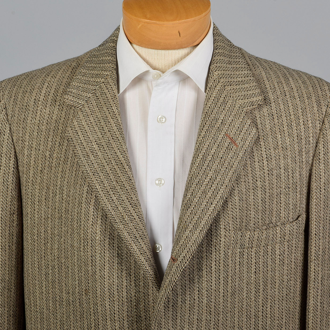 1950s Tan Tweed Stripe Jacket with Convertible Pockets