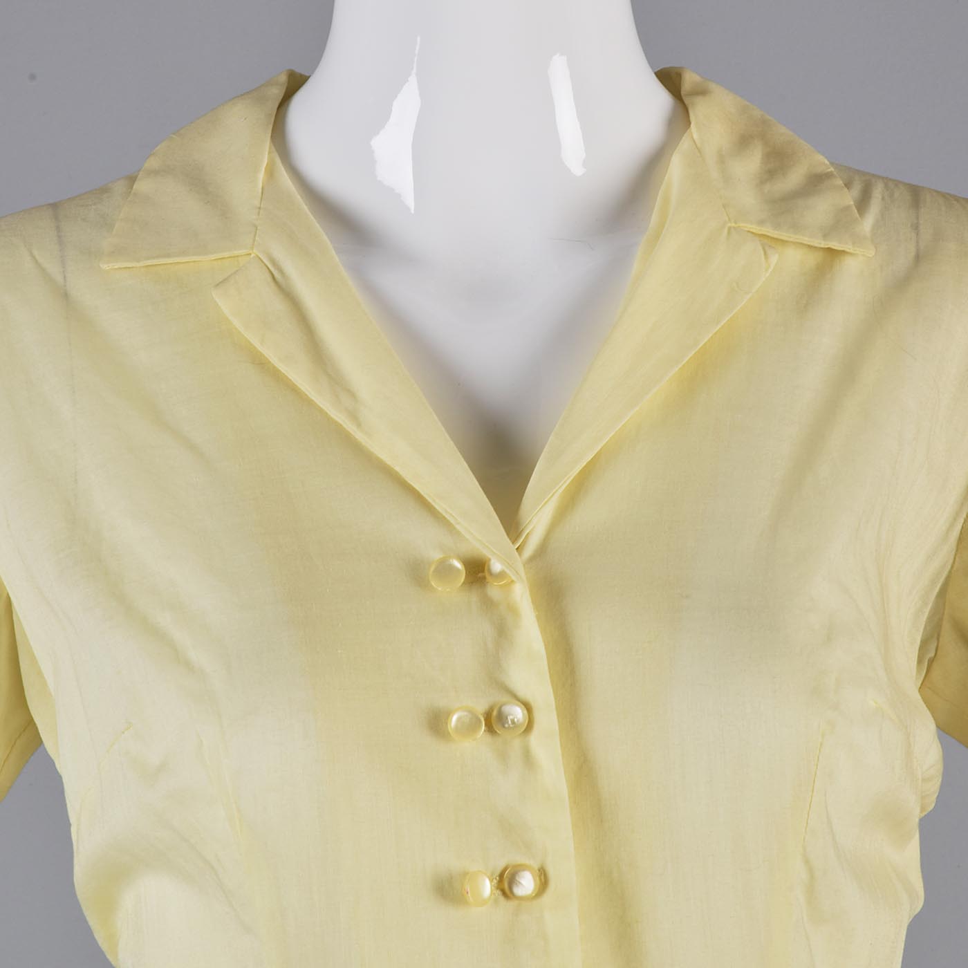 1950s Yellow Day Dress with Floral Embroidery