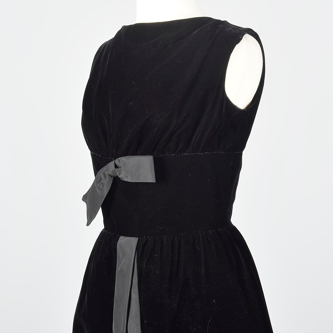 1950s Suzy Perette Little Black Velvet Dress with Dramatic Overskirt