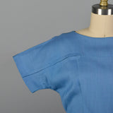 1950s Blue Rayon Day Dress
