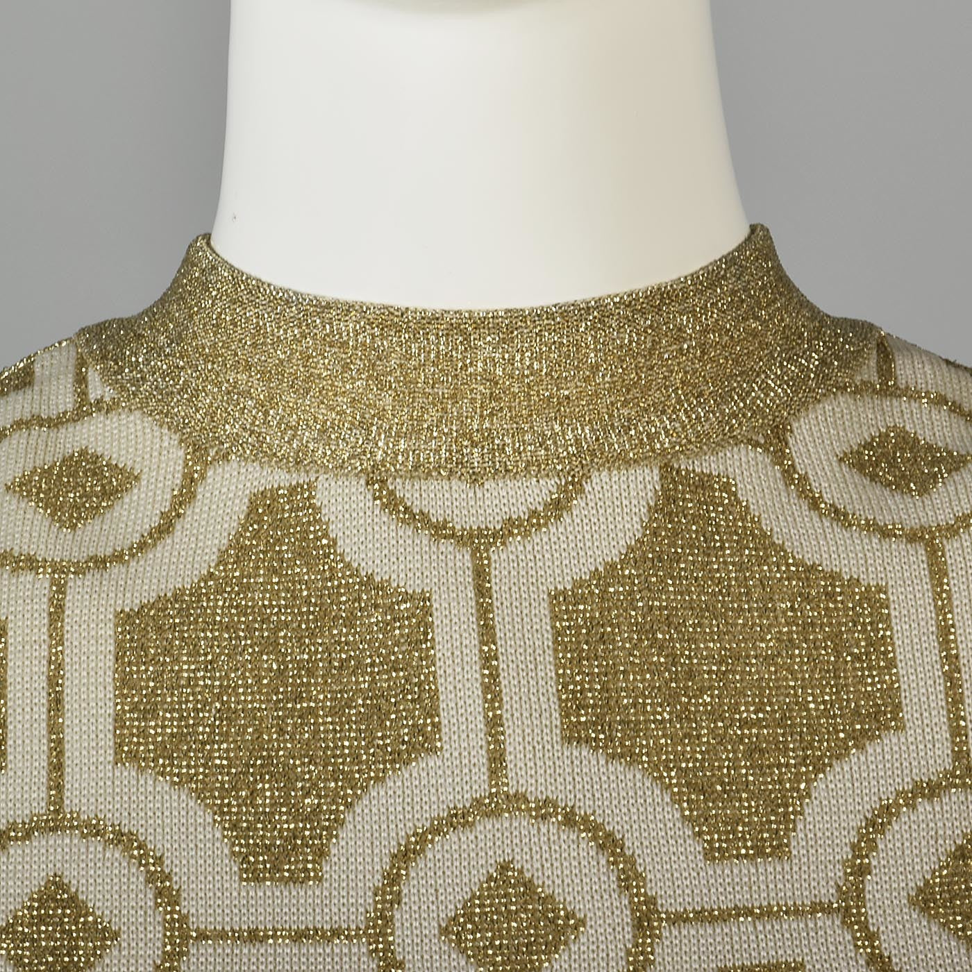 1970s Balmain Maxi Dress in Cream and Gold Lurex