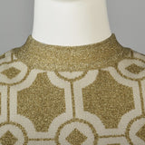 1970s Balmain Maxi Dress in Cream and Gold Lurex