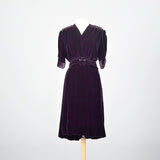 1930s Purple Silk Velvet Dress Art Deco