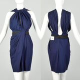 XXS 2010s Vionnet Deep V Neck Dress NWT Drapey Sexy Low Cut Summer