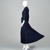 1950s Navy Rayon Dressing Gown