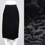 Large Gianfranco Ferre Black 1980s Velvet Pencil Skirt
