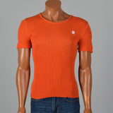 Small 1970s Pierre Cardin Knits Orange Sweater with Short Sleeves