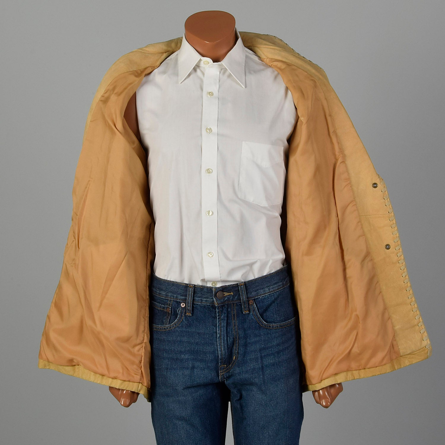 Large 1990s Natural Leather Jacket