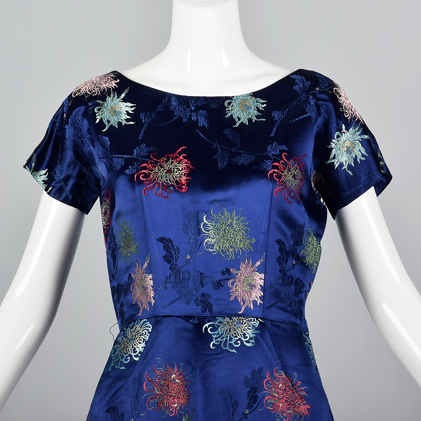 1960s Blue Brocade Dress with Matching Jacket