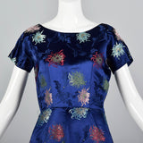 1960s Blue Brocade Dress with Matching Jacket