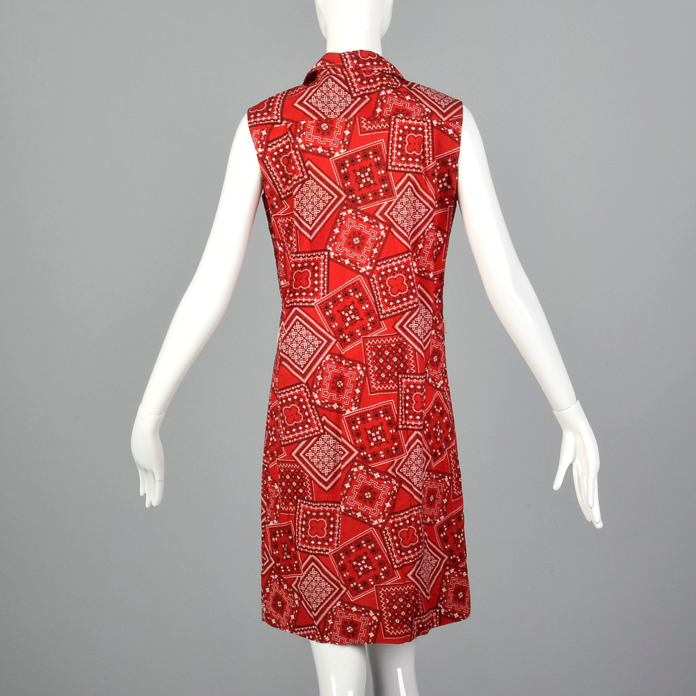 1960s Red Bandana Print Dress