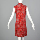 1960s Red Bandana Print Dress