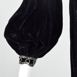 XS 1960s Beaded Black Velvet Dress
